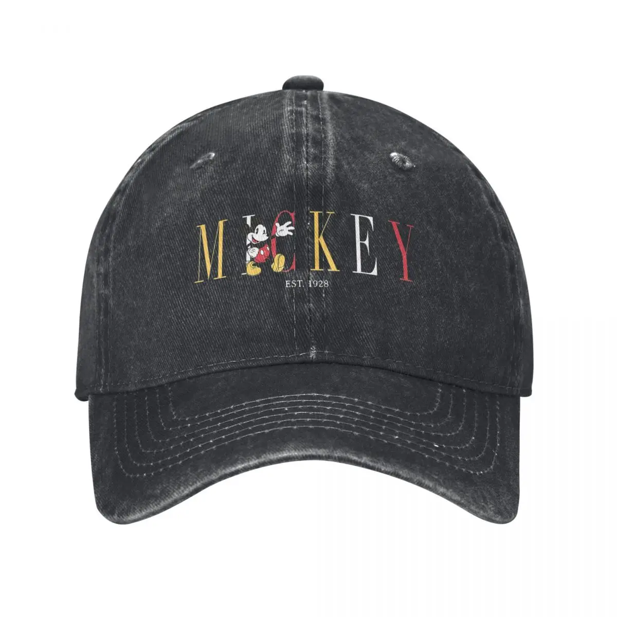 Mickey And Friends Unisex Baseball Cap Mickey Mouse Est 1928 Distressed Cotton Caps Hat Fashion Outdoor Summer Headwear