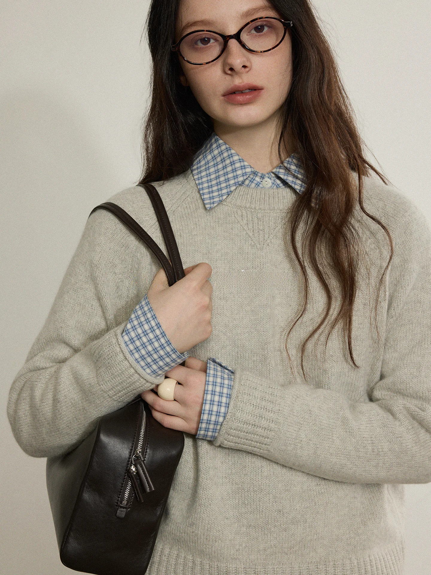 

Lofi Choose Women's Knitted Wool Sweater Spring New Loose round Neck Long Sleeve Cuffed Simple Style Commute Fashion