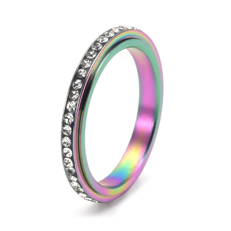 Luxe ontwerpen Volledige Kubieke Zirkonia Draaibare Ringen voor Vrouwen Hoge Kwaliteit Roestvrij Staal Waterdichte Sieraden 2025