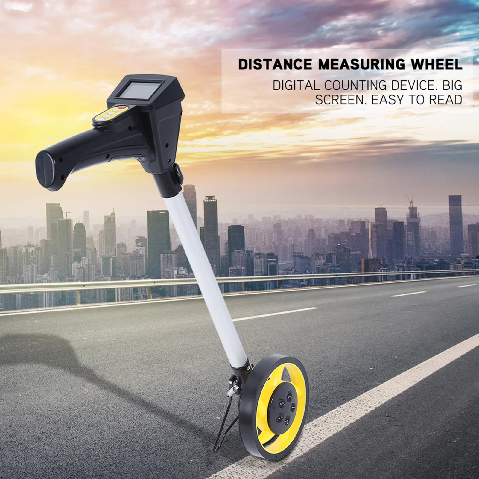 Foldable Digital Distance Measuring Wheel Measure Road Land Builders Workers Measuring Wheel Distance Measuring Walking Wheel