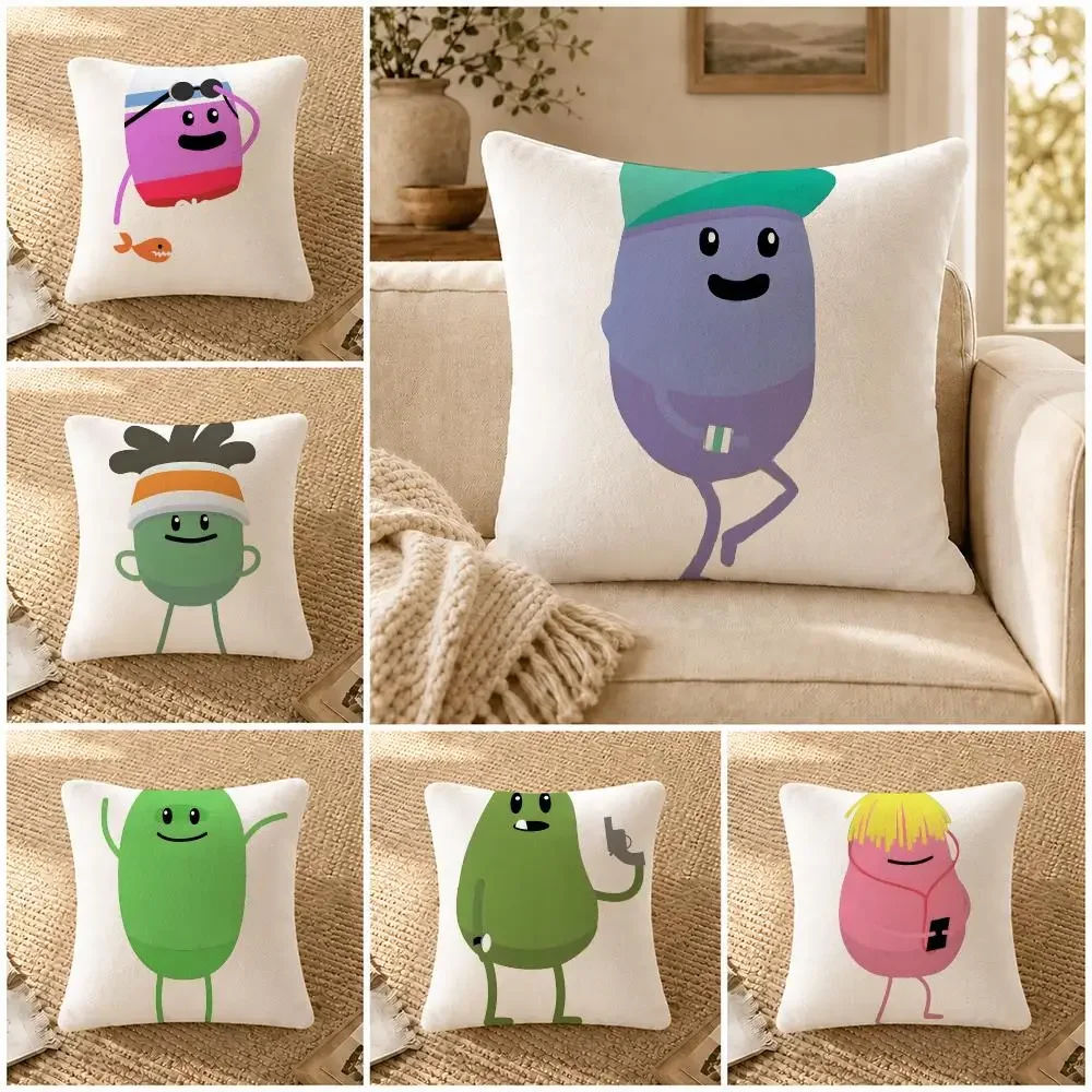 Funda de cojín Game D-Dumb Ways to Die, funda de almohada decorativa de felpa corta y suave para sofá, dormitorio, fácil de limpiar