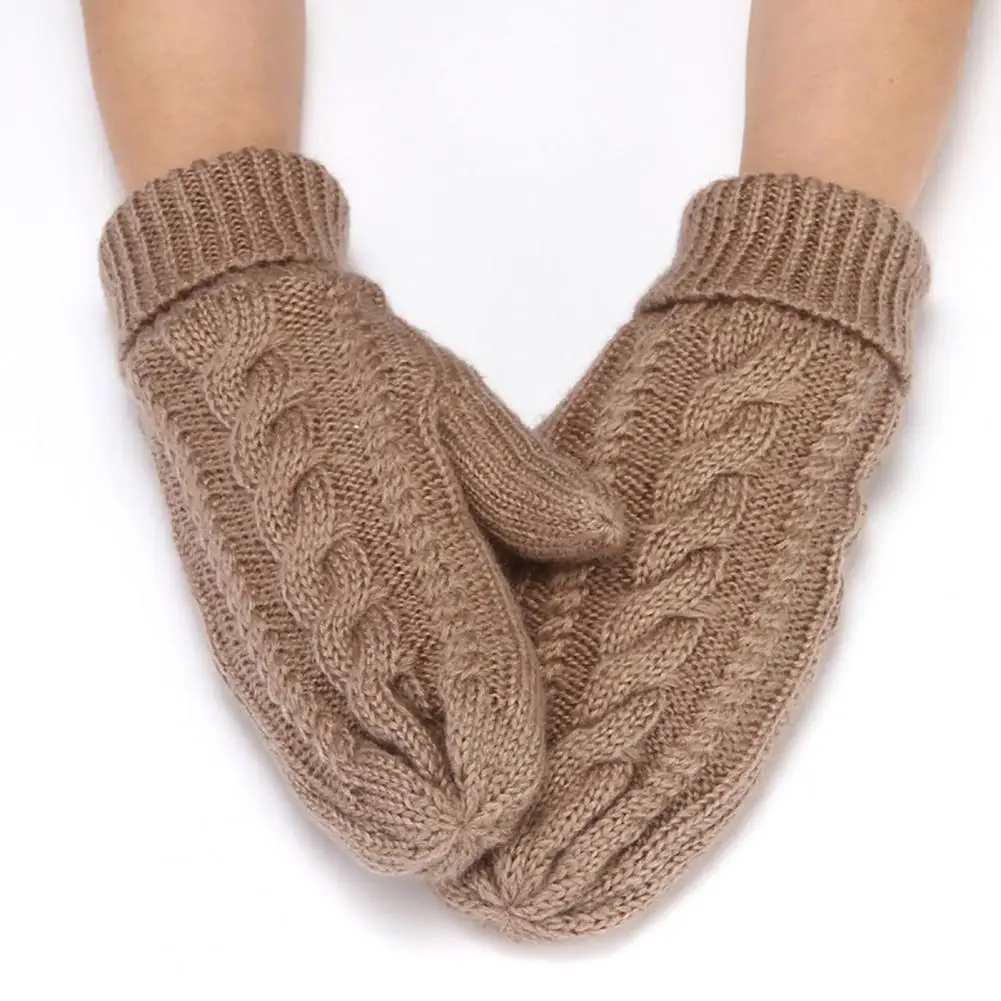 Knitted Gloves Soft Knitted Mittens One Size Keep Warm  Simple Winter Men Women Cycling Mittens