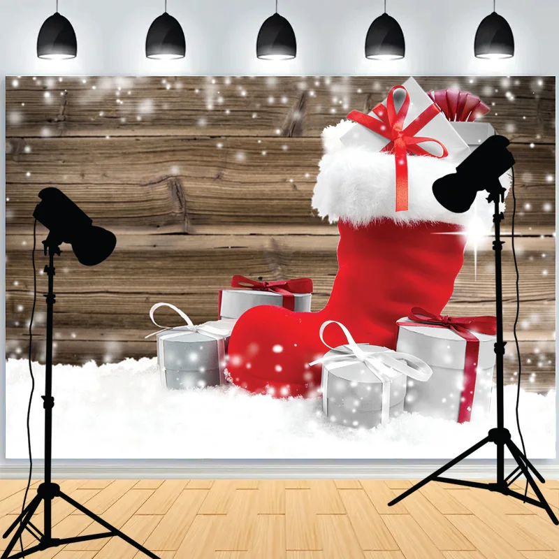 Winter Merry Christmas Festive Windows Photography Background Snowflakes Birthday Party New Year Photo Backdrops ZT-03