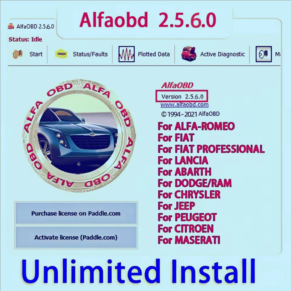 

Диагностический программный комплекс AlfaOBD v 2.5.6.0 для Windows (полная лицензия) для автомобилей Alfa, Fiat, Lancia, Abarth, Dodge, RAM, Chrysler, Jeep, Peugeot, Citroën
