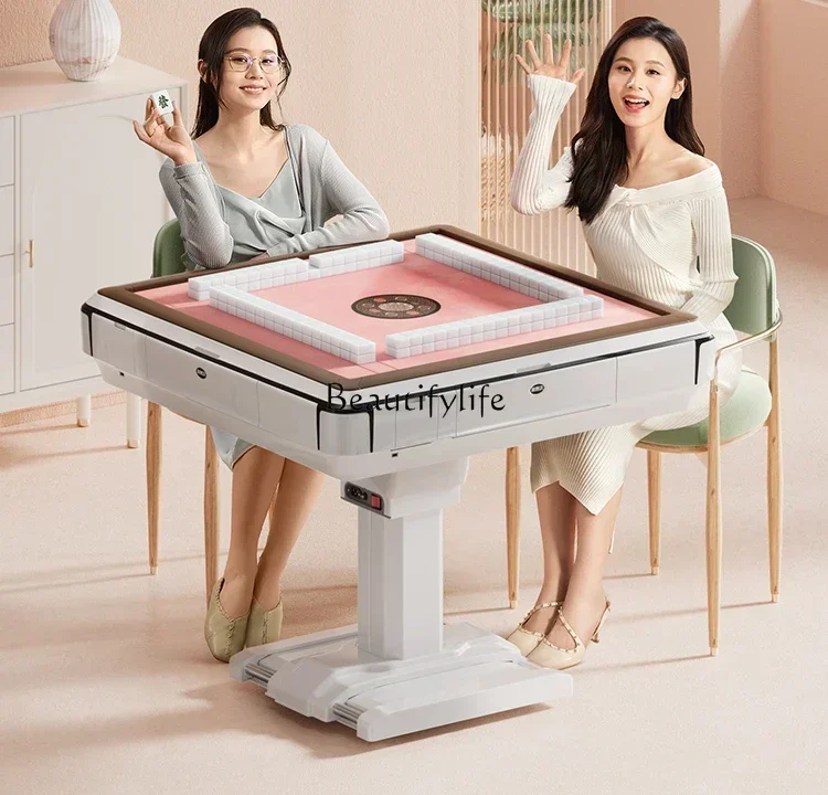 Double drive electric bass mahjong machine automatic dining table dual-purpose household folding