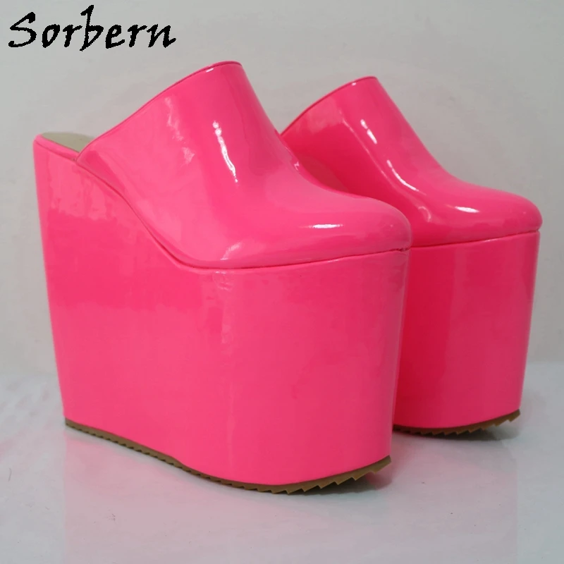 Sorbern 20Cm Wedge High Heel Mules Pump Slip On Shoes For Women Platform Custom Unisex Summer Shoes Modify Height