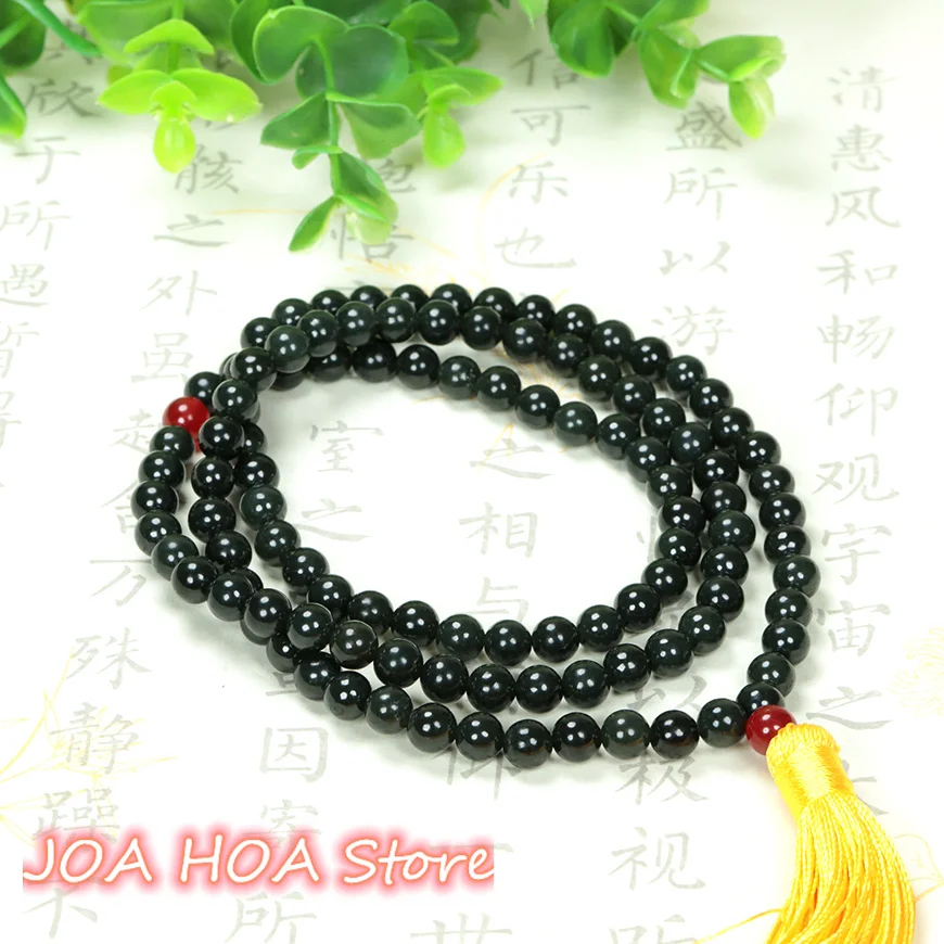 

Novelty Natural Hetian Jade Necklace 5A Qing-jade 108 Hand-held Beads Agate Accessories Sweater Chain Pendant Fine Jewelry