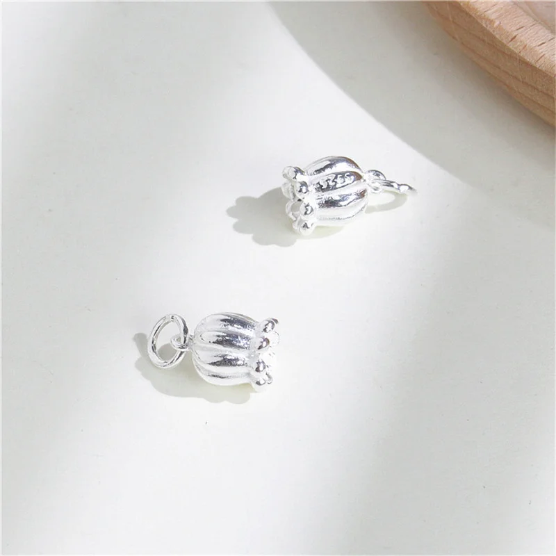 100% Real Sterling 925 Silver Accaccessories Tulip Charm Pendant For Bracelets and Necklaces Key Diy Material for Jewelry