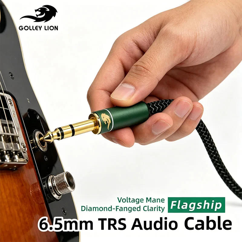 

GOLLEY LION Guitar Instrument Cable 6.35mm TRS Stereo Audio Cable Male To Male for Electric Guitar Bass Guitar Electric Mandolin