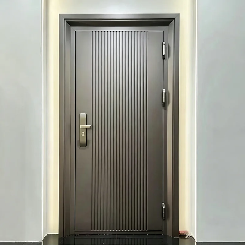 Made in China Aluminum Alloy Entrance Door Affordable Equipped with Smart Door Lock Anti Theft Doors Fireproof Front Doors