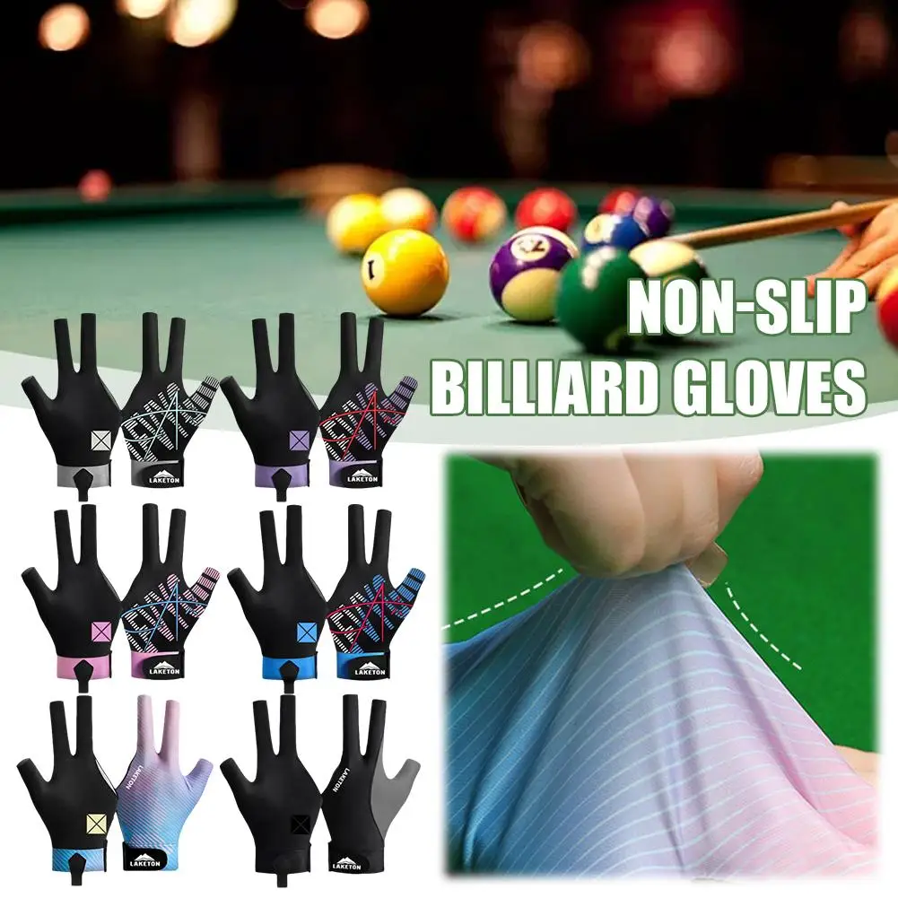 1 Pc Women Men Billiard Gloves Left Hand 3 Finger Glove,Non-slip Gloves Billiard Adjustable S8U8