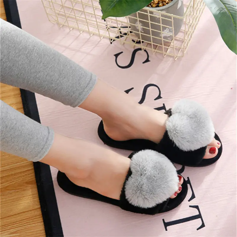 crriflz Women's Plush Heart Slippers Warm Indoor Cotton House Shoes - Image 5