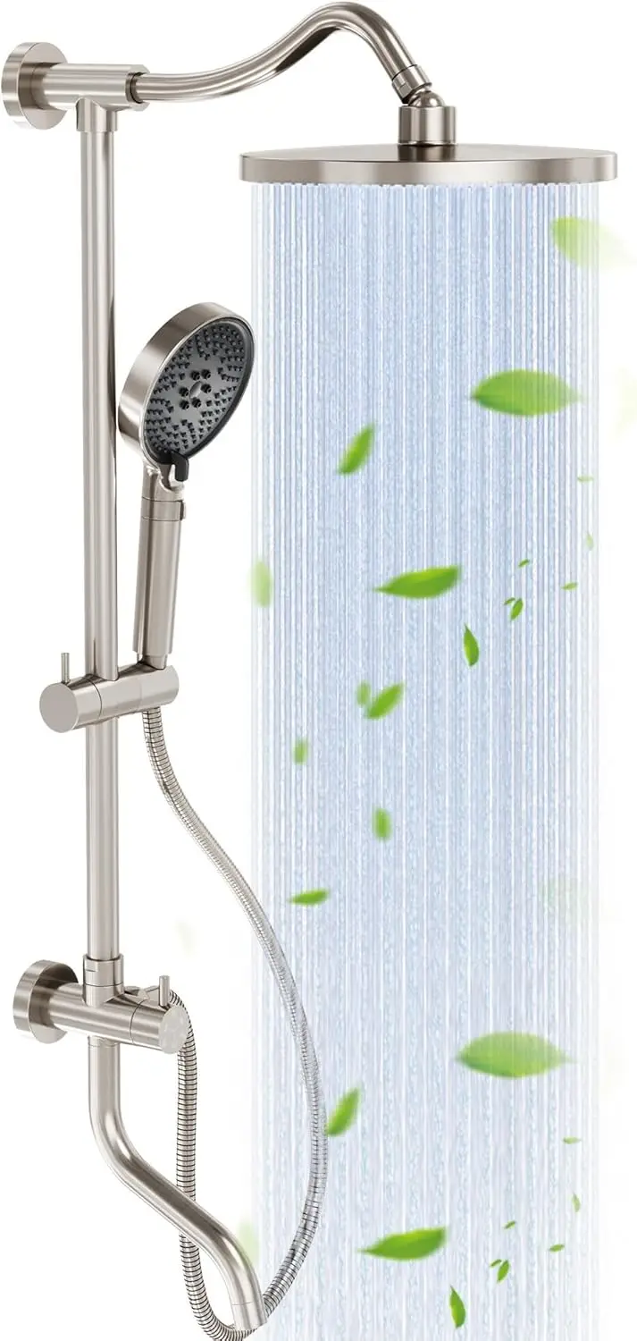 

Rain Shower Head with Handheld Spray, 9" Rainfall Shower Head Combo with 60" Hose, Shower Slide Bar with Adjustable Handheld Hol