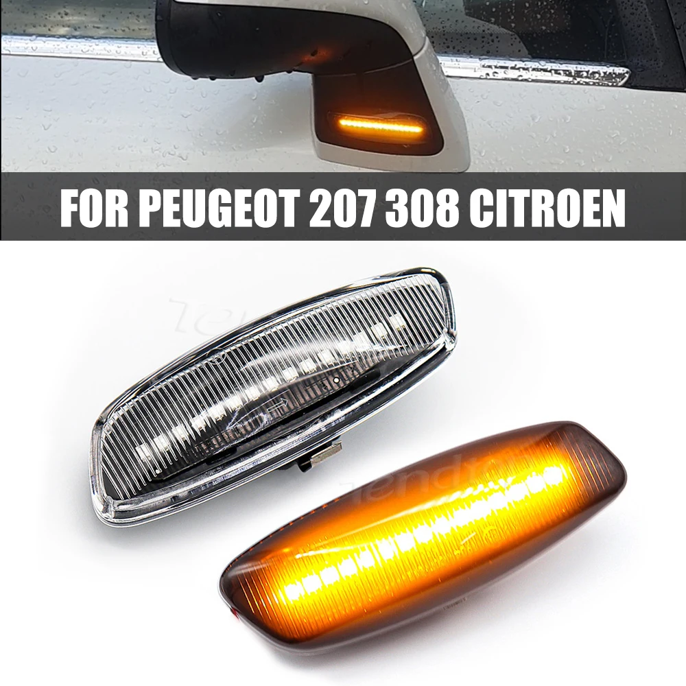 For Citroen C3 C4 C5 DS3 DS4 For Peugeot 207 308 3008 5008 RCZ Dynamic LED Side Marker Lamp Turn Signal Light Blinker