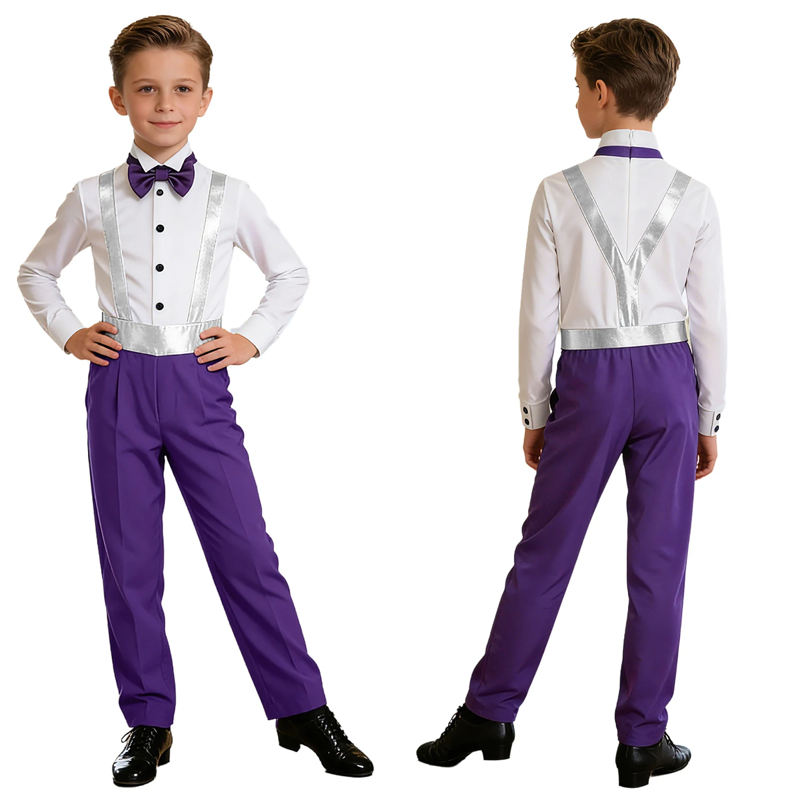 Kids Boys Latin Dance Jumpsuits Leotard Figure Skating Ballet Jazz Rumba Performance Costume Sparkle Sequins Ballroom Dancewear image 5