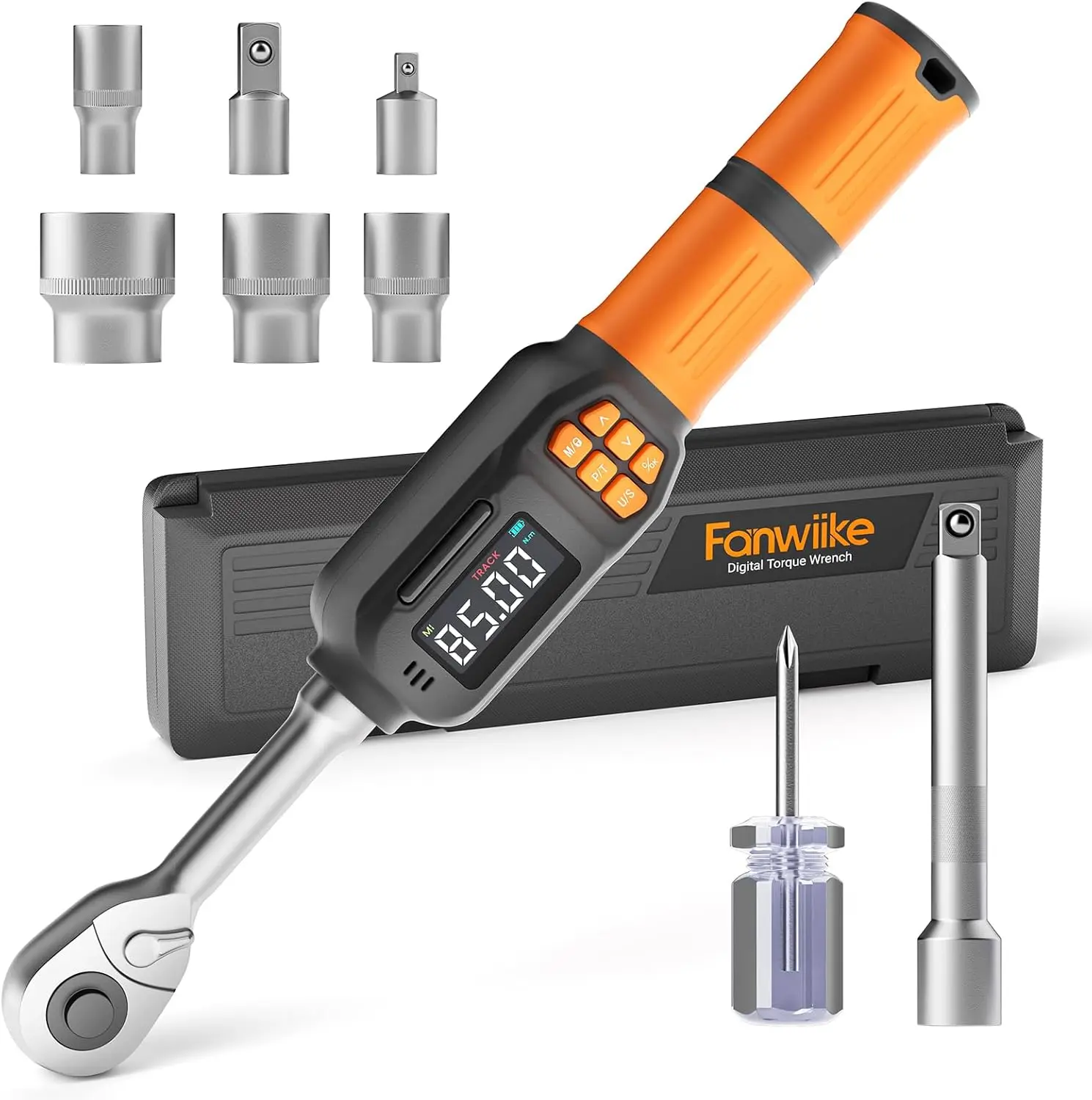 

Digital Torque Wrench Set, 3.09-62.6 Ft.lb/4.2-85 Nm, 3/8" Drive with Buzzer & LCD, for Auto Repair