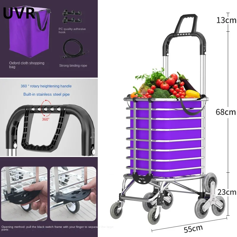 

UVR Stainless Steel Handcart Folding Home Shopping Cart Taking Express Delivery Cart Shopping Cart Climbing Stairs Carts