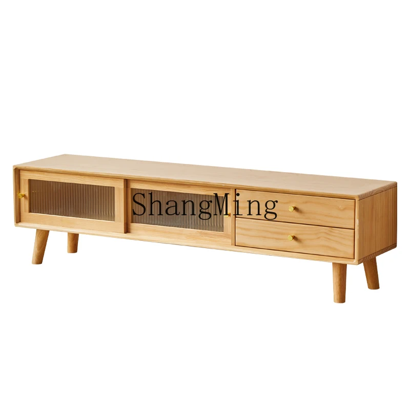 

DHY solid wood TV cabinet living room simple modern log TV cabinet