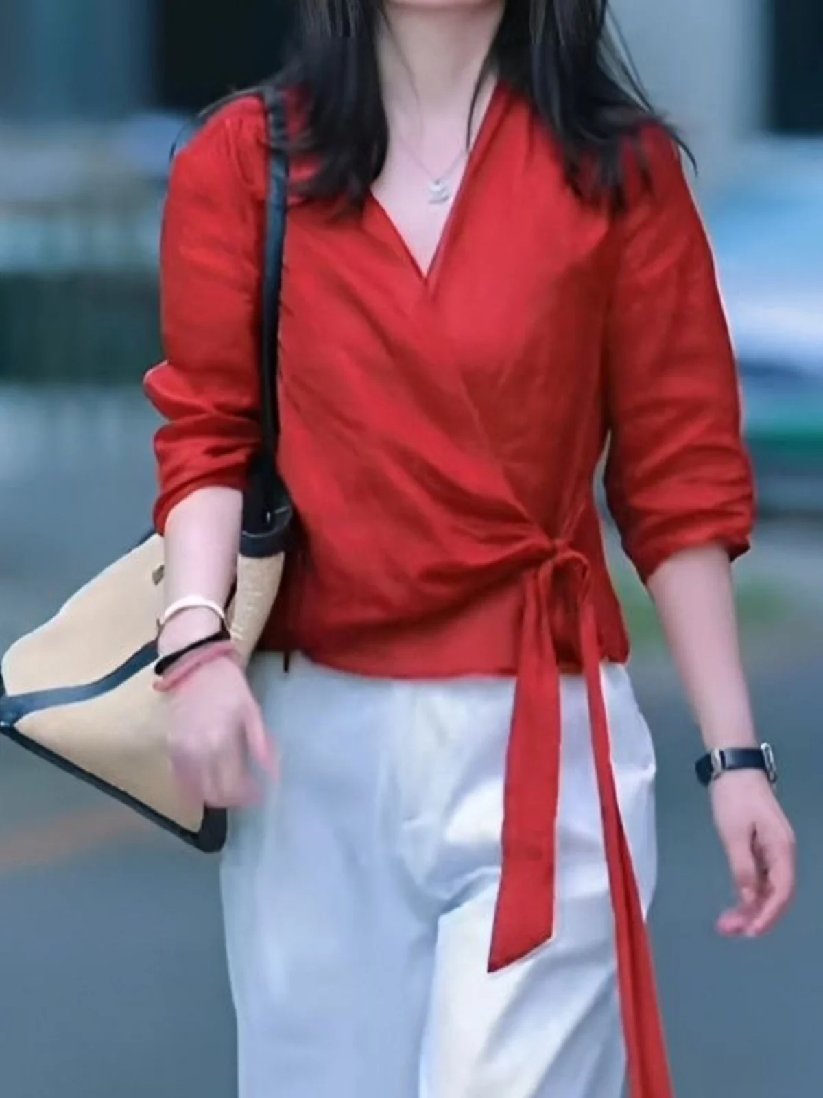 

Ele Design Cotton Linen irt Women's Summer Long Sve V-Ne ort Length Button up Office Sle Regular Fit irt