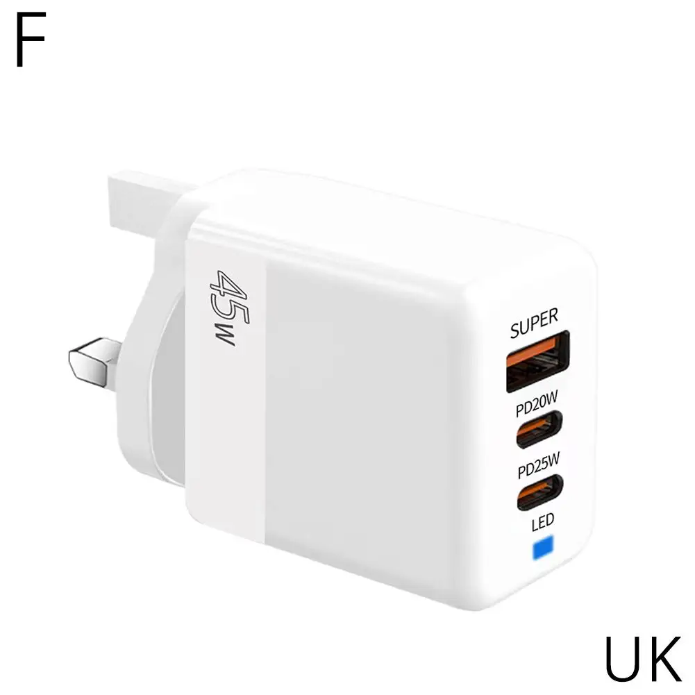 EU/US/UK Oplaadkop USB Drie Plug Snel Opladen Volledig Protocol Type C Geschikt Voor Huawei Apple PD20W Multi-poort Oplader Z1N6