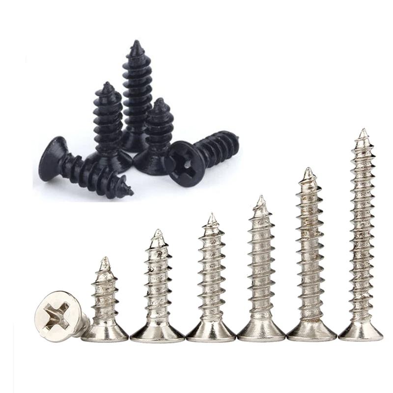 M1 M1.2 M1.4 M1.7 M2 M2.6 M3 M4 Mini Micro Small Phillips Cross Recessed Countersunk Flat Head self tapping Wood Steel Screw