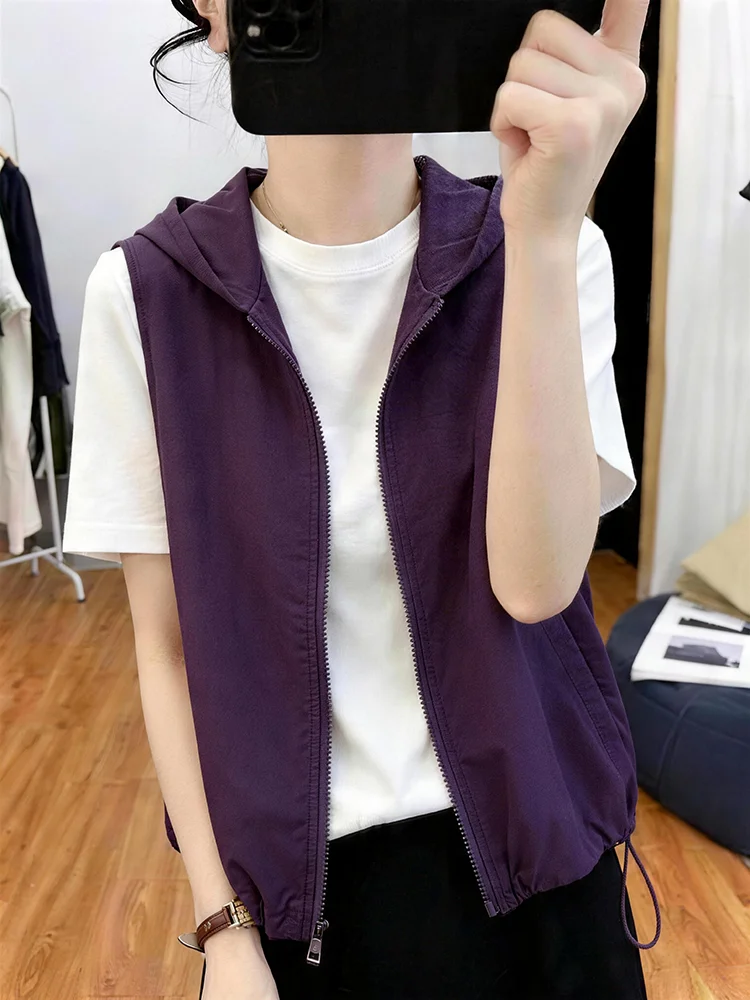 

Spring Summer New Loose Women's Sun Protection Vest Casual Sports Thin Outerwear Workwear Style Modern Wind Polyester Fiber