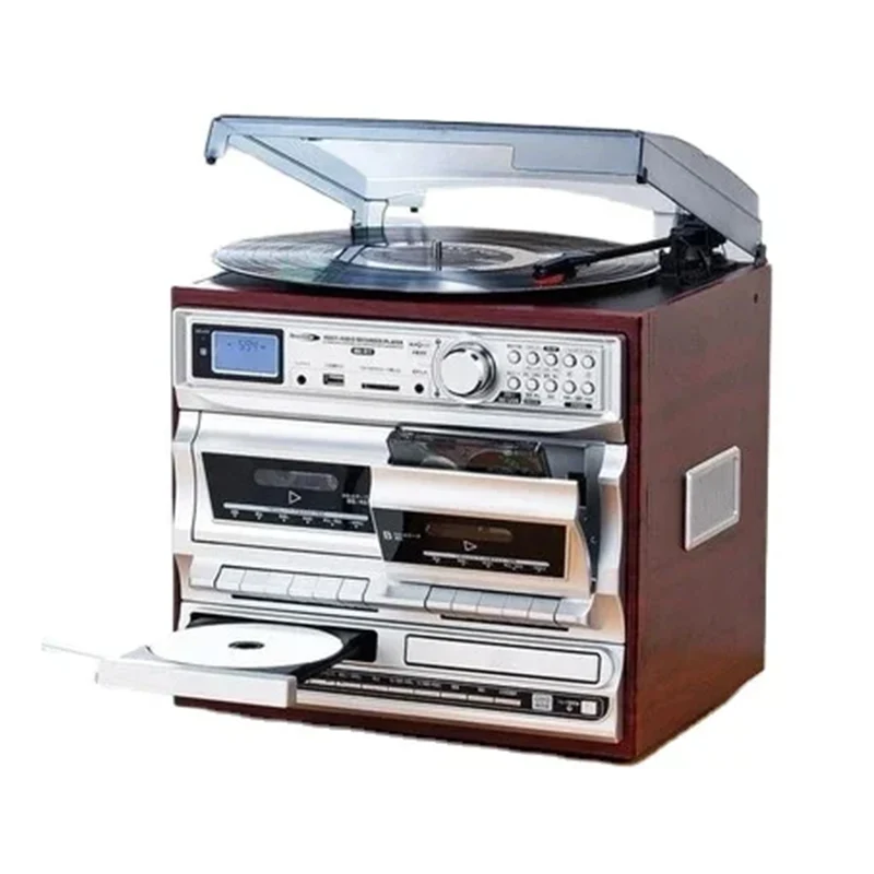 

Vinyl Record Player Modern Jukebox Antique Phonograph Double CD Tape Audio Multi-Function Radio Tape CD USB