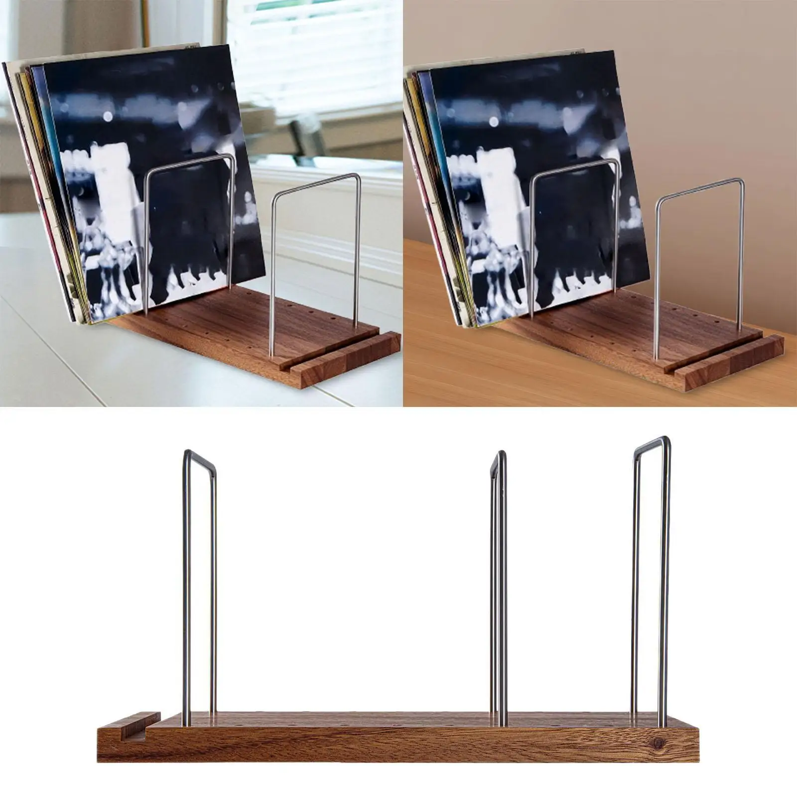 

Vinyl Record Holder Stand Wood Record Organizer Vinyl Record Rack Multifunctional Modern Easy Installation for Living Room Home