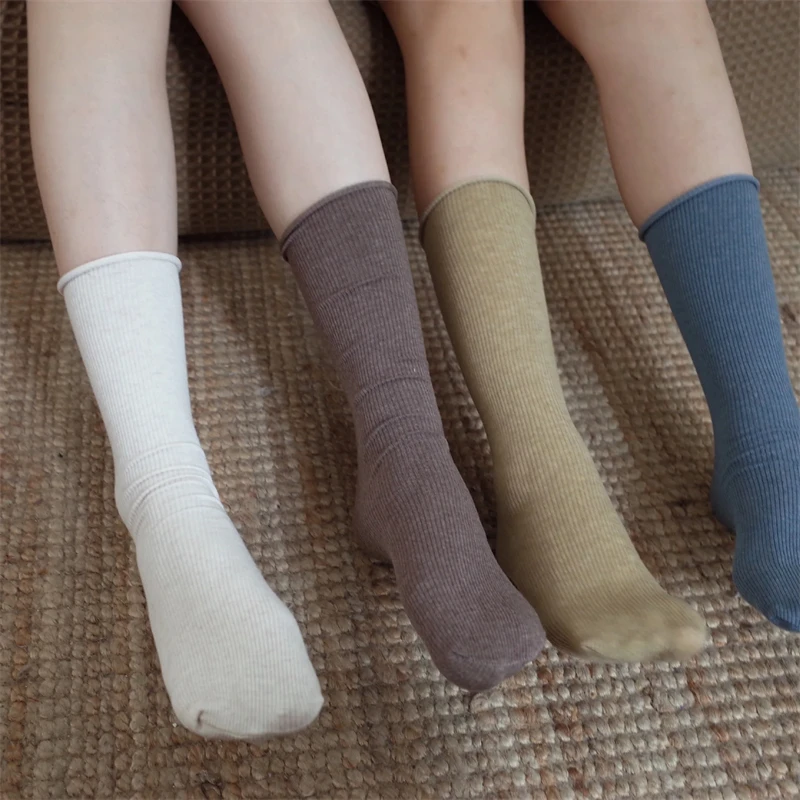 Women Socks New Fashion Colorful Women Cotton Socks Korean Style Comfort Long Elastic Breathable Slouch Socks For Girls Casual