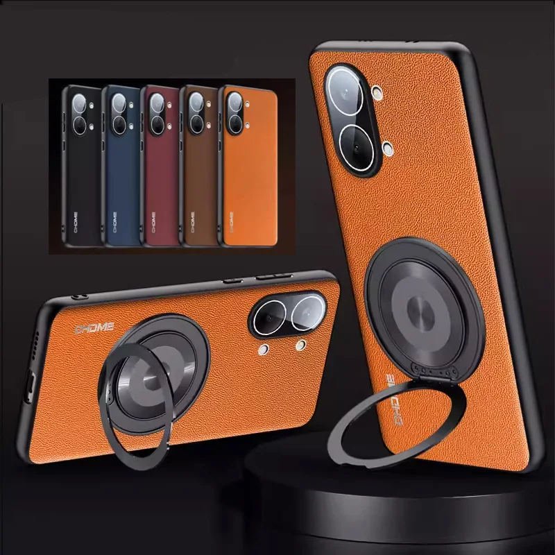 360° Drehbarer Ständer Leder-Handyhülle für Redmi Turbo 5 Max Textur-Kameralinsenfilm Stoßfeste Abdeckung Schutzhülle für POCO X8 Pro Max