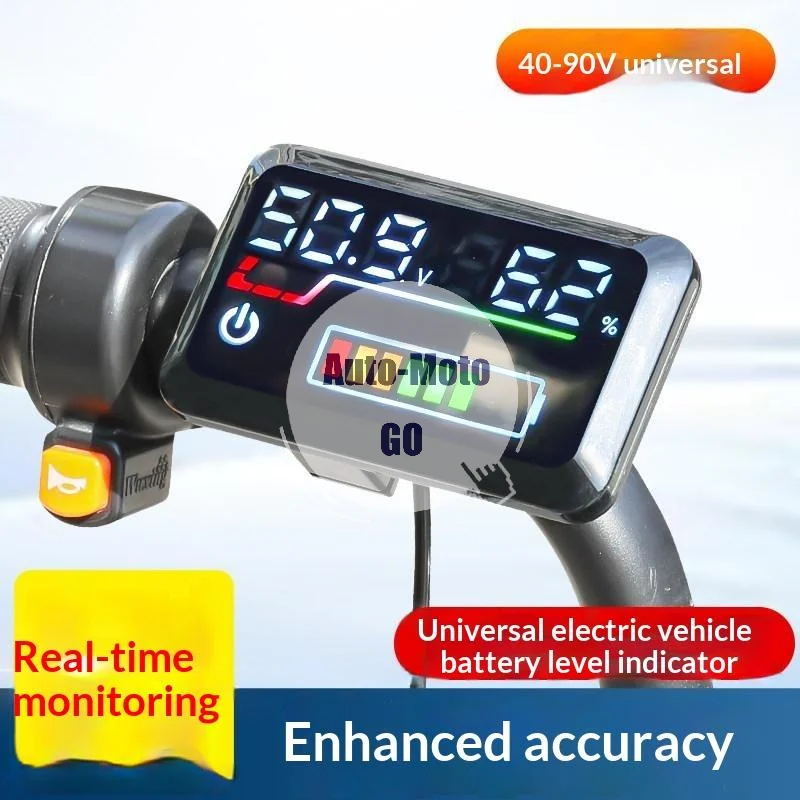 Digital Battery Level Indicator 40-90V Precision Voltage Meter Power Gauge for Motorcycle Marine Boat Applications