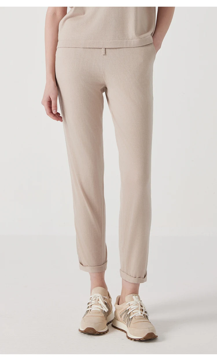 BC1101 Luxury Women's Silk Blend Merino Wool Pants High Quality Long Trousers 30% Silk 70% Wool Wear