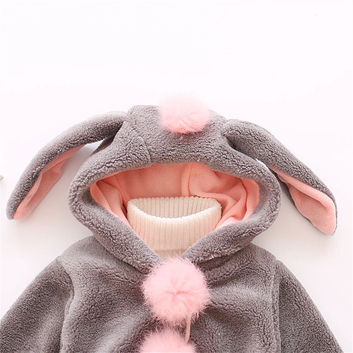 Winter Baby Fleece Coat Girl Cute Ears Hooded Artificial Fur Clothes Children\'S Warm Versatile Jacket