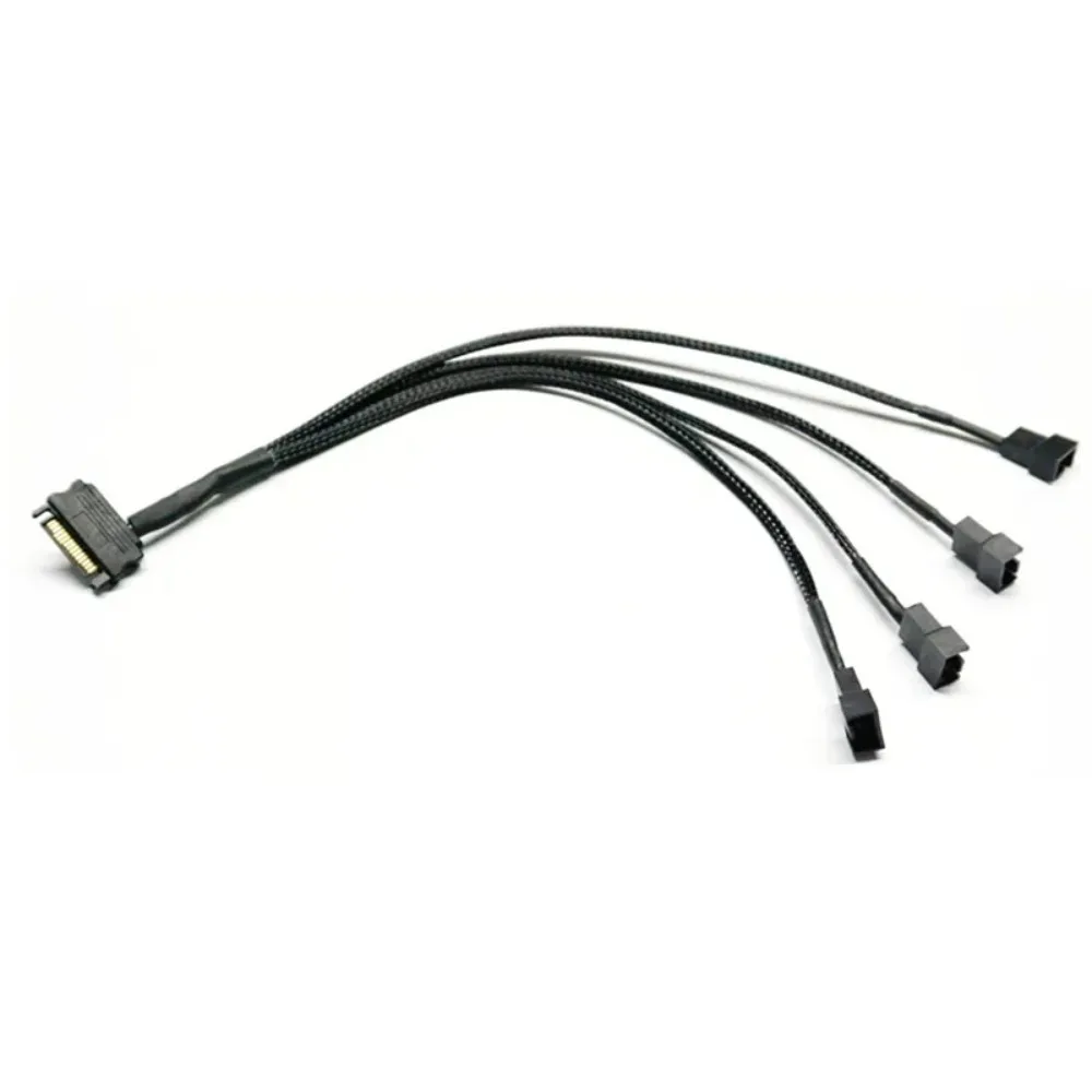 SATA to 4Pin Fan Splitter Cable 1 to 1/2/3/4/5 Ports PC Case Cooling Fan Power Extension Cord SATA to PWM Fan Hub Adapter Wire