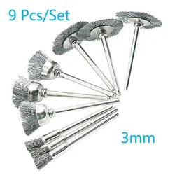 9 pezzi spazzola in acciaio spazzole per ruote in filo metallico smerigliatrice utensile rotante strumento elettrico per incisore