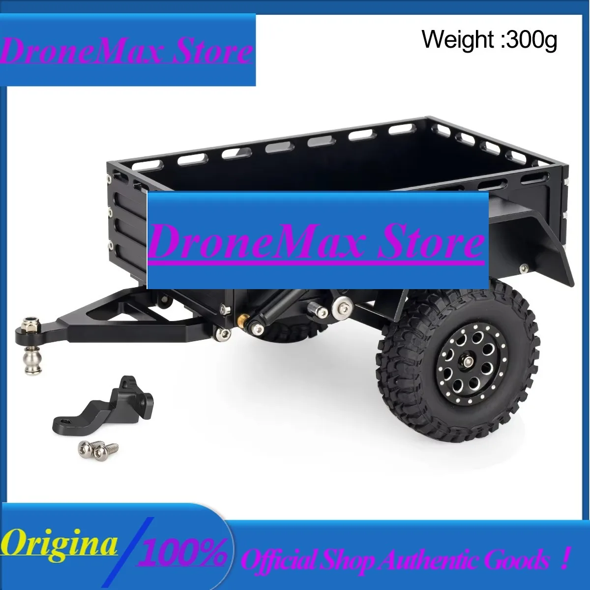DroMaBOGIRC ​Metal Trailer With Tire RC Crawler Trailer CNC Machined Utility Trailer For 1/18 TRX4M SCX24 Redcat Model Accessori