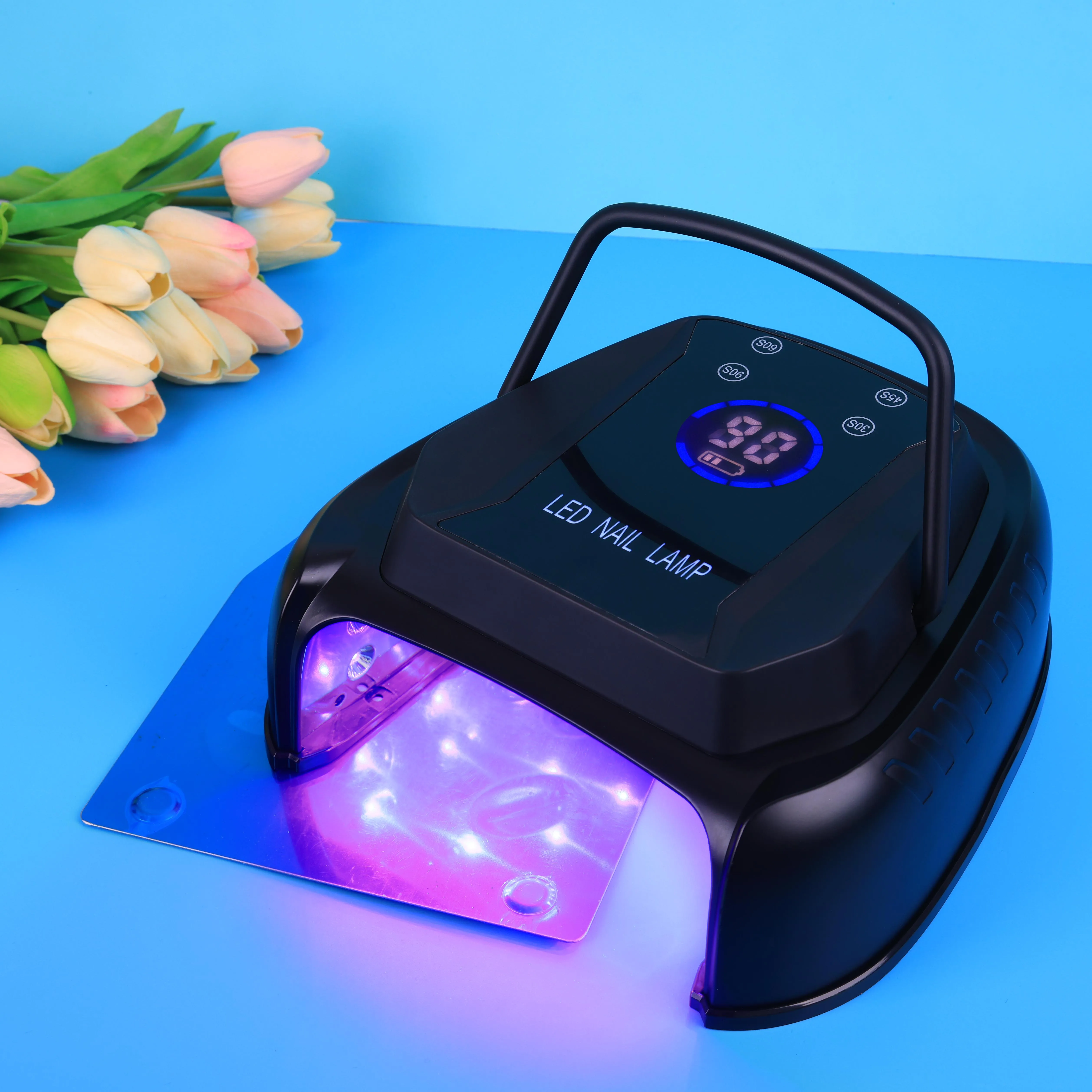 

New Arrival 72W Black Professional Cordless Rechargeable LED Nail Lamp Pro UV Lamp for Double Hands