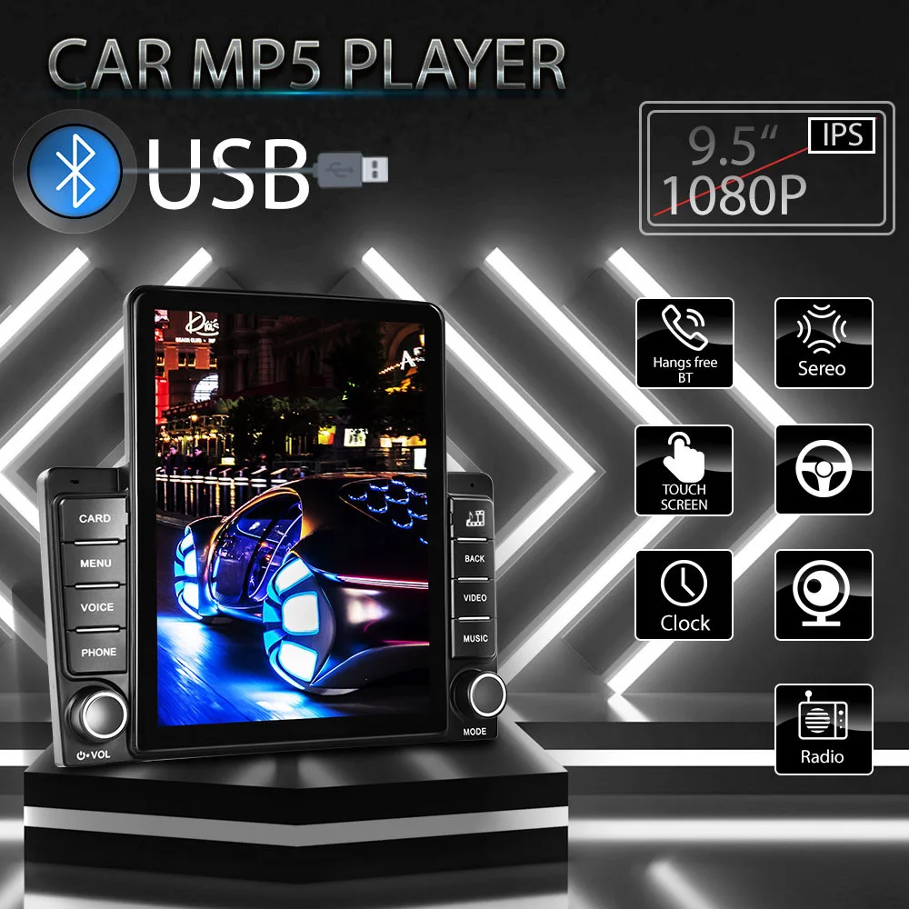 

9.5 Inch Vertical Screen Built-in Wired Carplay Module Car Bluetooth Mp5 Player with High-definition Rear Camera