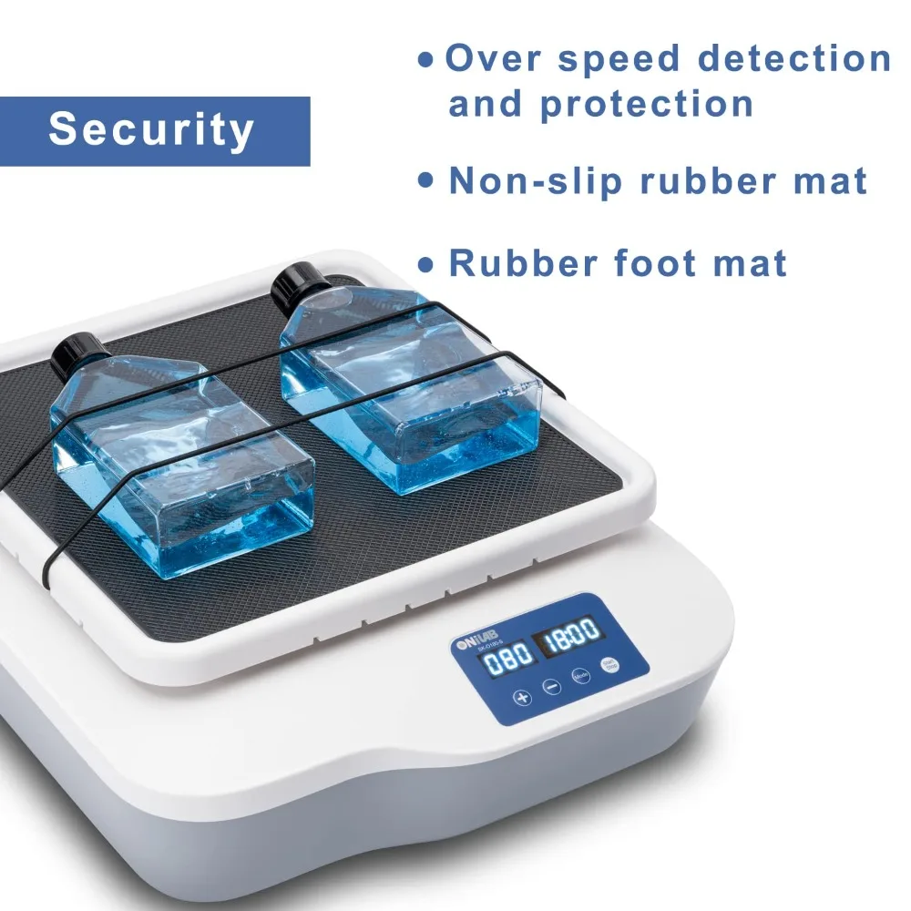 شاكر مداري رقمي قابل للتعديل سرعة 40-200 دورة في الدقيقة، سعة 2 كجم، شاكر دوار مداري مع وضع مستمر (ضبط الوقت إلى الصفر)