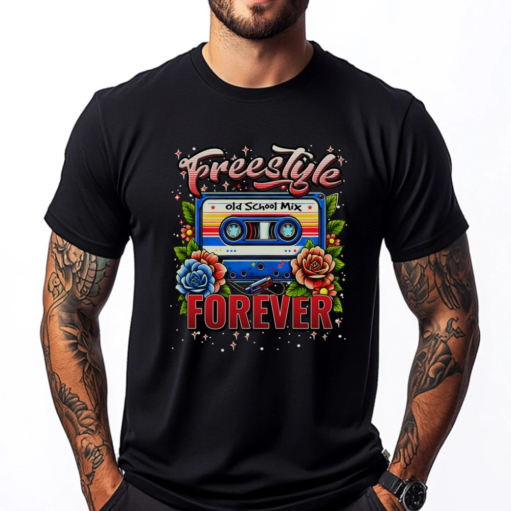 

Freestyle 80s Dance Music Cassette Concert Camisetas Meme Tshirt EU SIZE Graphic T Shirts Men Cotton Funny Camiseta Slogan