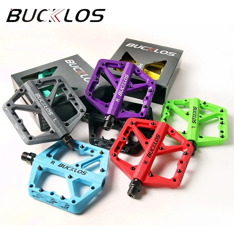 BUCKLOS Pedały rowerowe Uszczelnione łożysko MTB Platforma Pedał do roweru górskiego Nylon Pedały rowerowe płaskie 9/16 '' MTB Road Bike Part