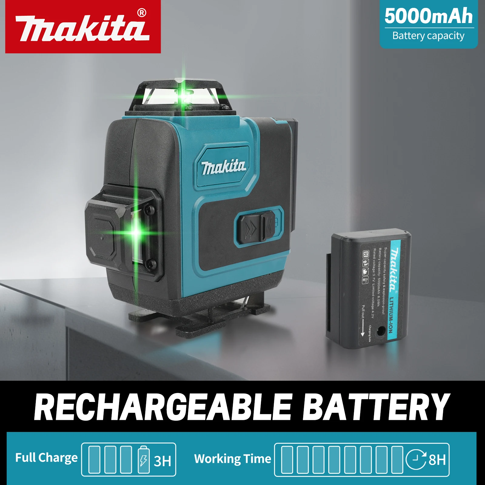 Makita 3d-4d 16 Linien hochpräzise 360 ° horizontale vertikale grüne Laser ebene tragbare Elektro werkzeuge an der Wand