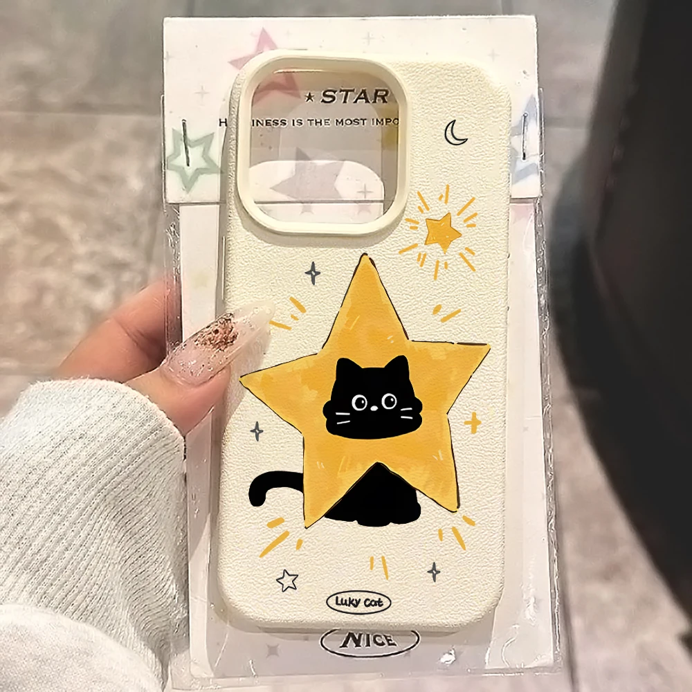 Star Black Cat Handyhülle für iPhone 17 16 15 14 13 12 11 Pro Max 16 15 14 Plus 17 16 15 14 13 12 Pro 17Air Silikon Matte Hülle – Detail 1