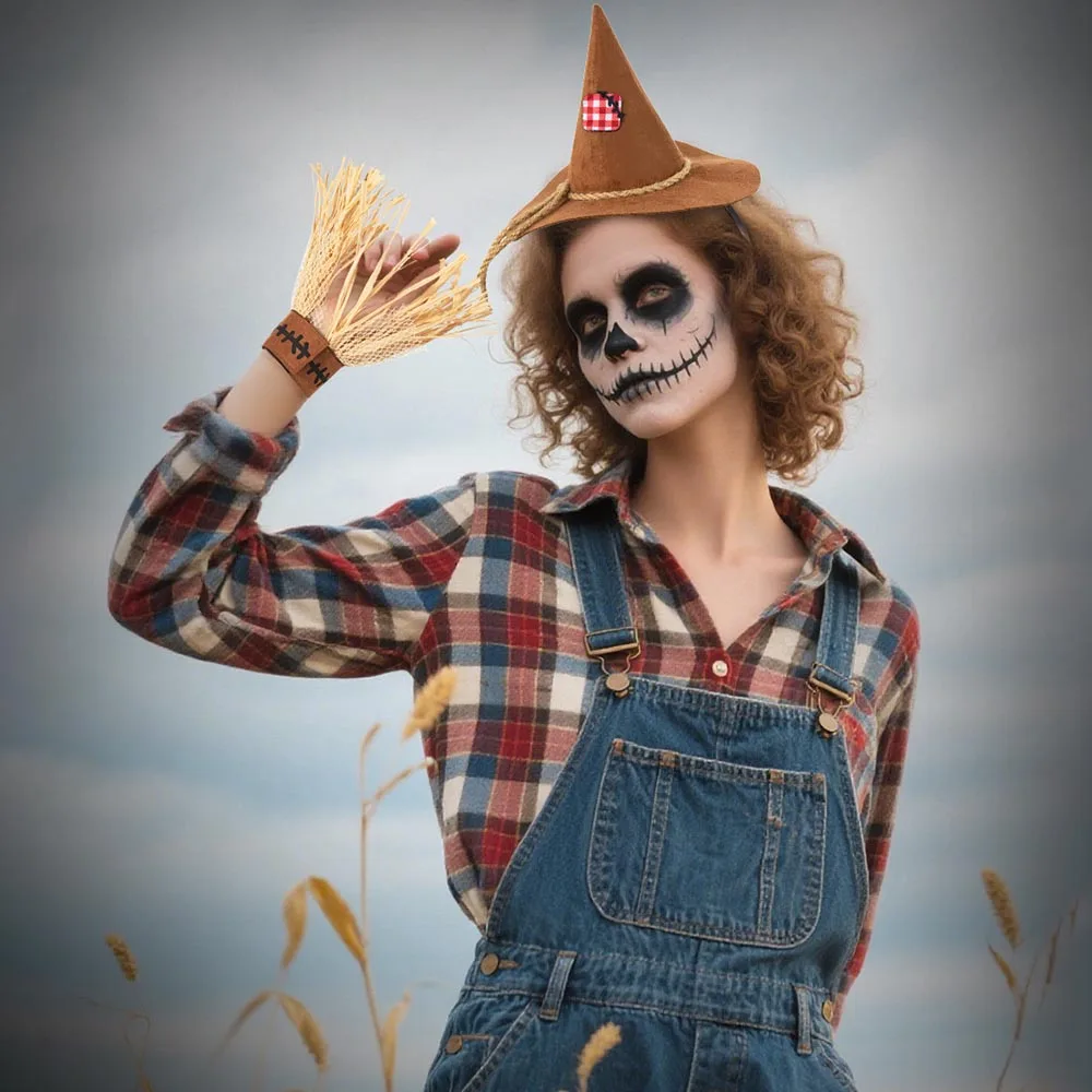 Scarecrow Cosplay Prop Set Festive Scarecrow Gloves Set Witch Hats Costume Accessory Premium Halloween Costume Props For Dance