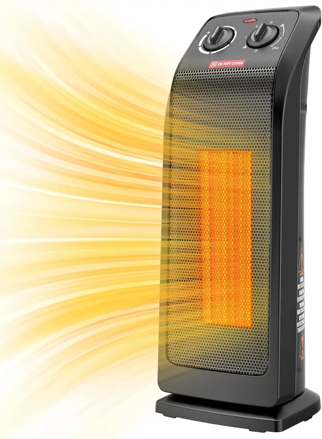 Space Heater for Indoor Use, 1500W Fast Heating Ceramic Electric Heater with Thermostat, 18' Small Space Heater, 3 Modes, Tip