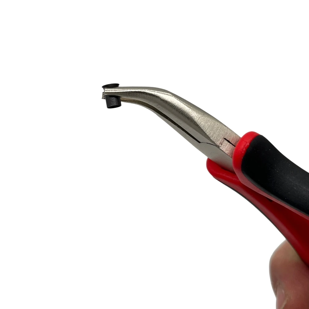 Pinza nasale piegata rossa da 1 pezzo da 5 pollici con morsetto per capelli a ganascia liscia per l\'estensione dei capelli con micro anello