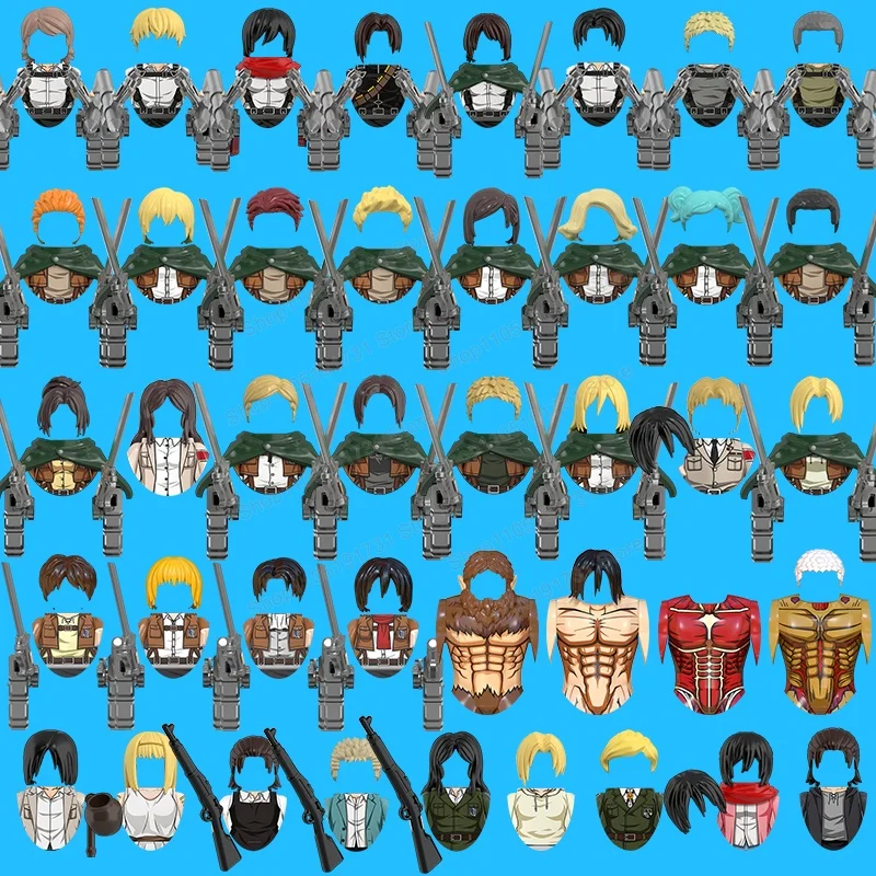 WM6204 WM6203 Anime Series Character Building Blocks Attack On Titan Action Figures Accessories Model Bricks Toys For Kids Gifts