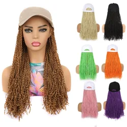 Braided Baseball Cap Wig Synthetic Hat Wig with Dreadlocks Wig, Colorful 16-inch Women's Hat Wig for Daily Travel Wear