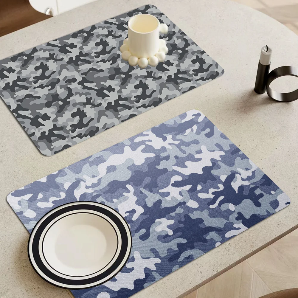 

Camouflage Pattern Table Drain Pad Tabletop Absorbent Draining Mat Tableware Mats Placemats For Table Decor