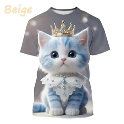 Cat 3D Printed T Shirt Cute Animal Pet Cat Baby Graphic T-shirt For Men And Women Fashion O Neck Short-sleeved Casual Tops